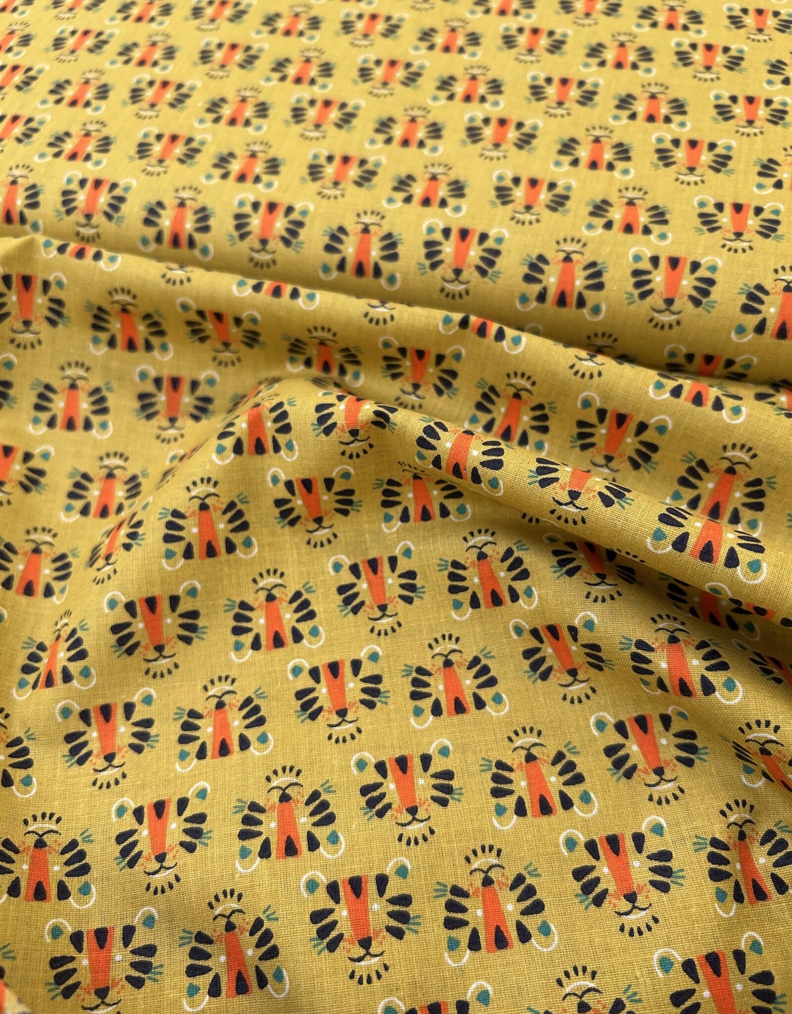 Katoen Poplin - Lion - Oker