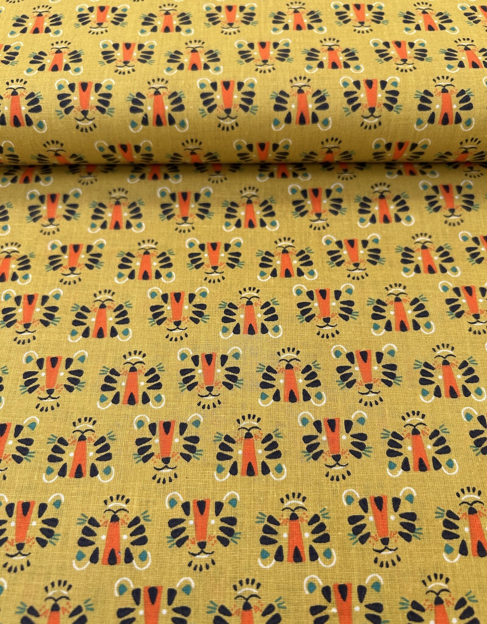 Katoen Poplin - Lion - Oker