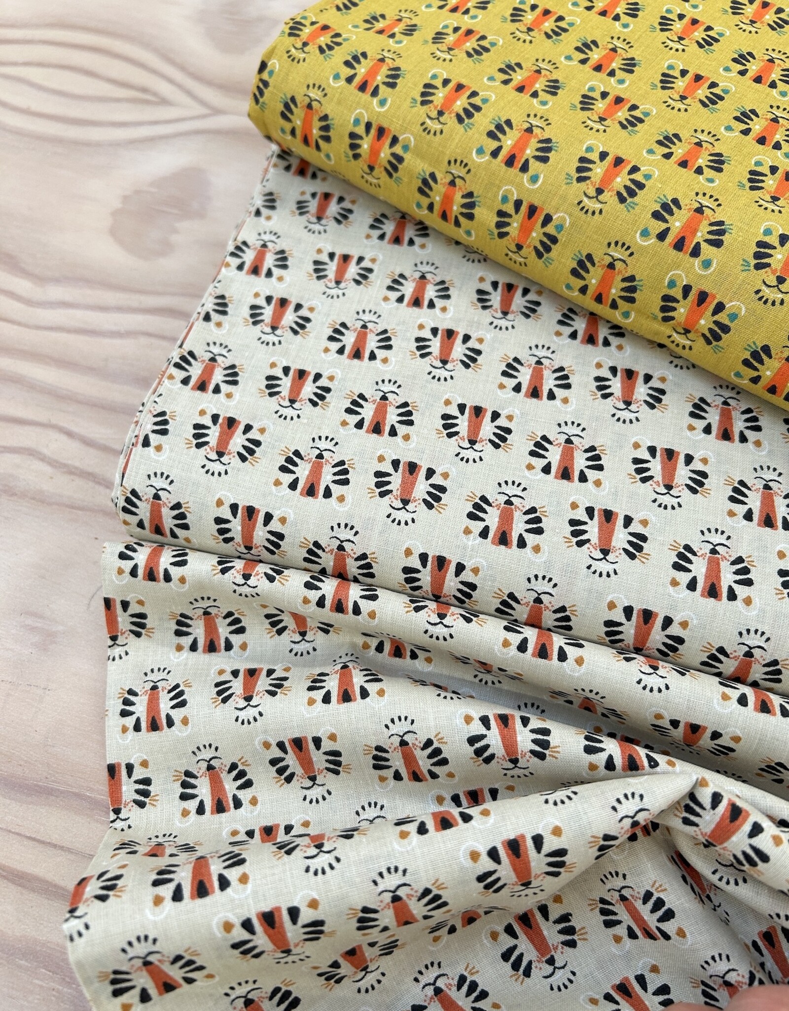 Katoen Poplin - Lion - Oker