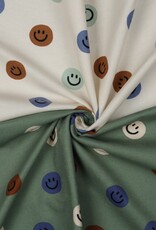 Flanel Katoen - Smileys - Green Flanel Katoen - Smileys - Green