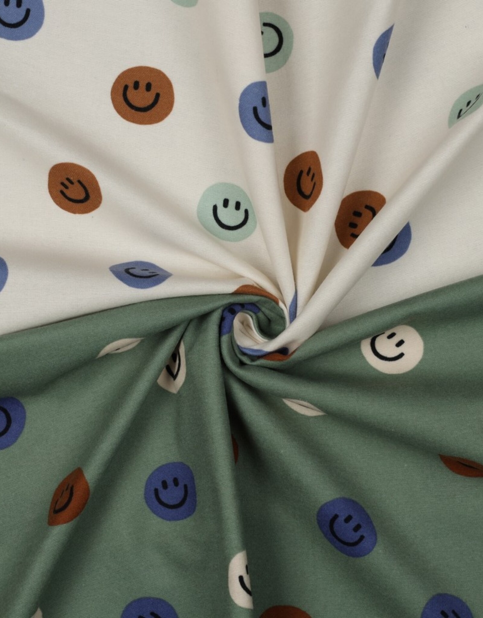 Flanel Katoen - Smileys - Green