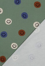 Flanel Katoen - Smileys - Green Flanel Katoen - Smileys - Green