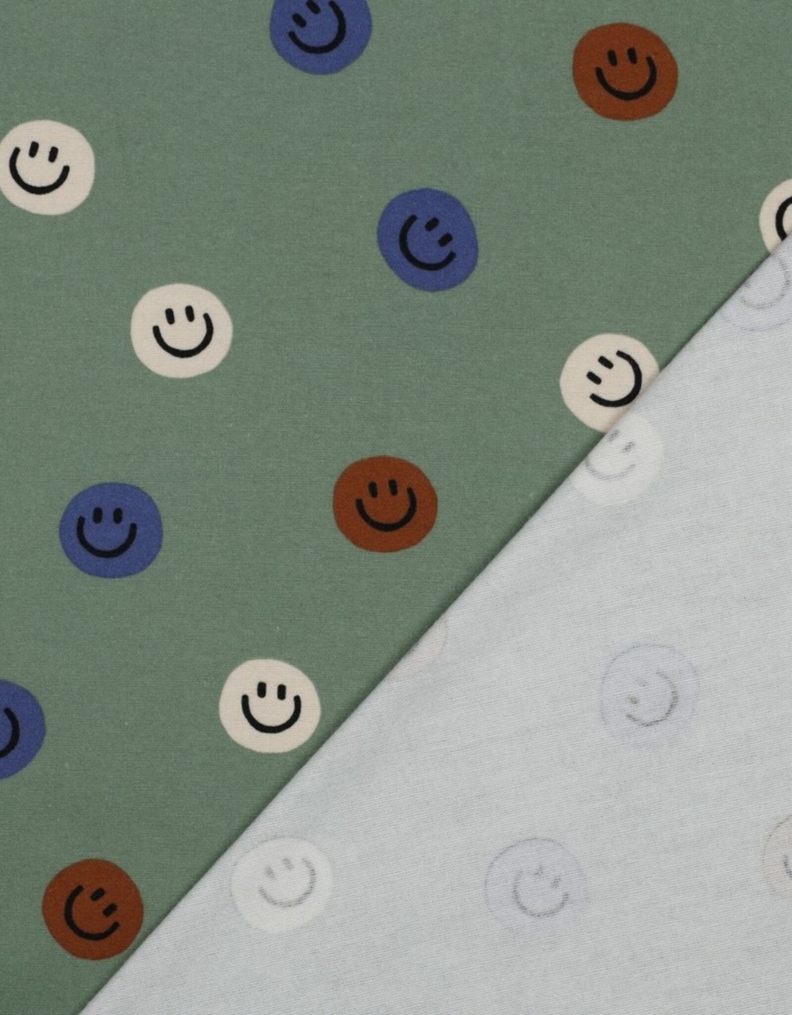 Flanel Katoen - Smileys - Green
