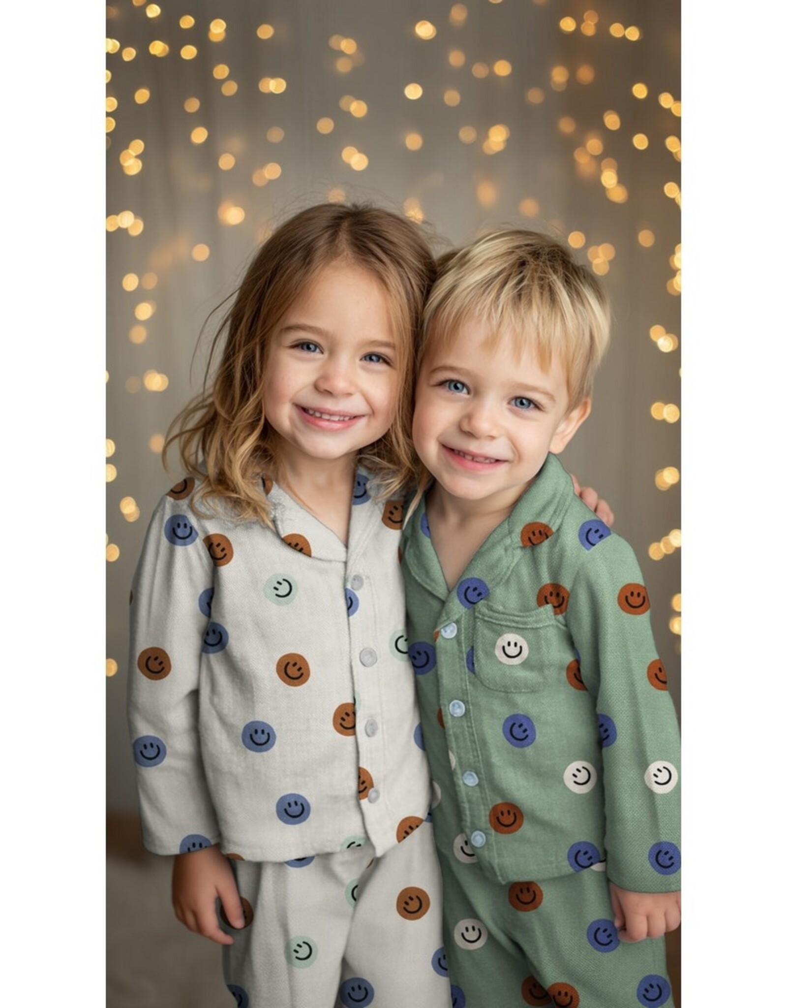 Flanel Katoen - Smileys - Green