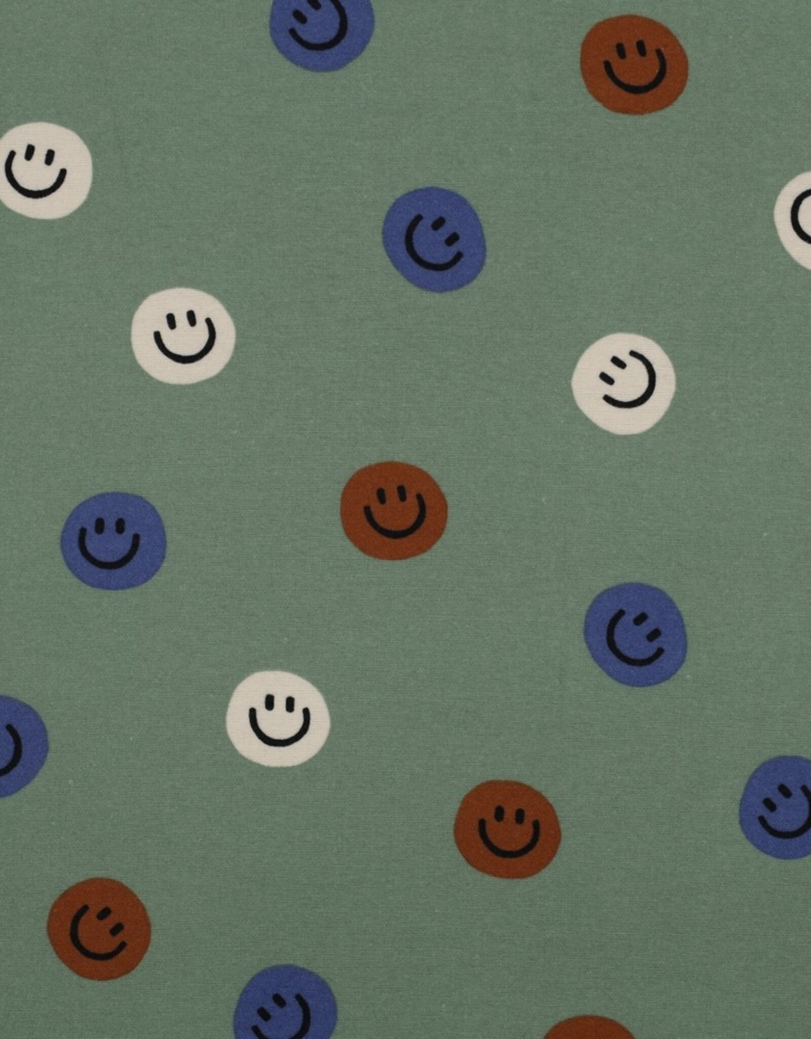 Flanel Katoen - Smileys - Green
