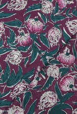 Katoen - Blockprint - Aubergine