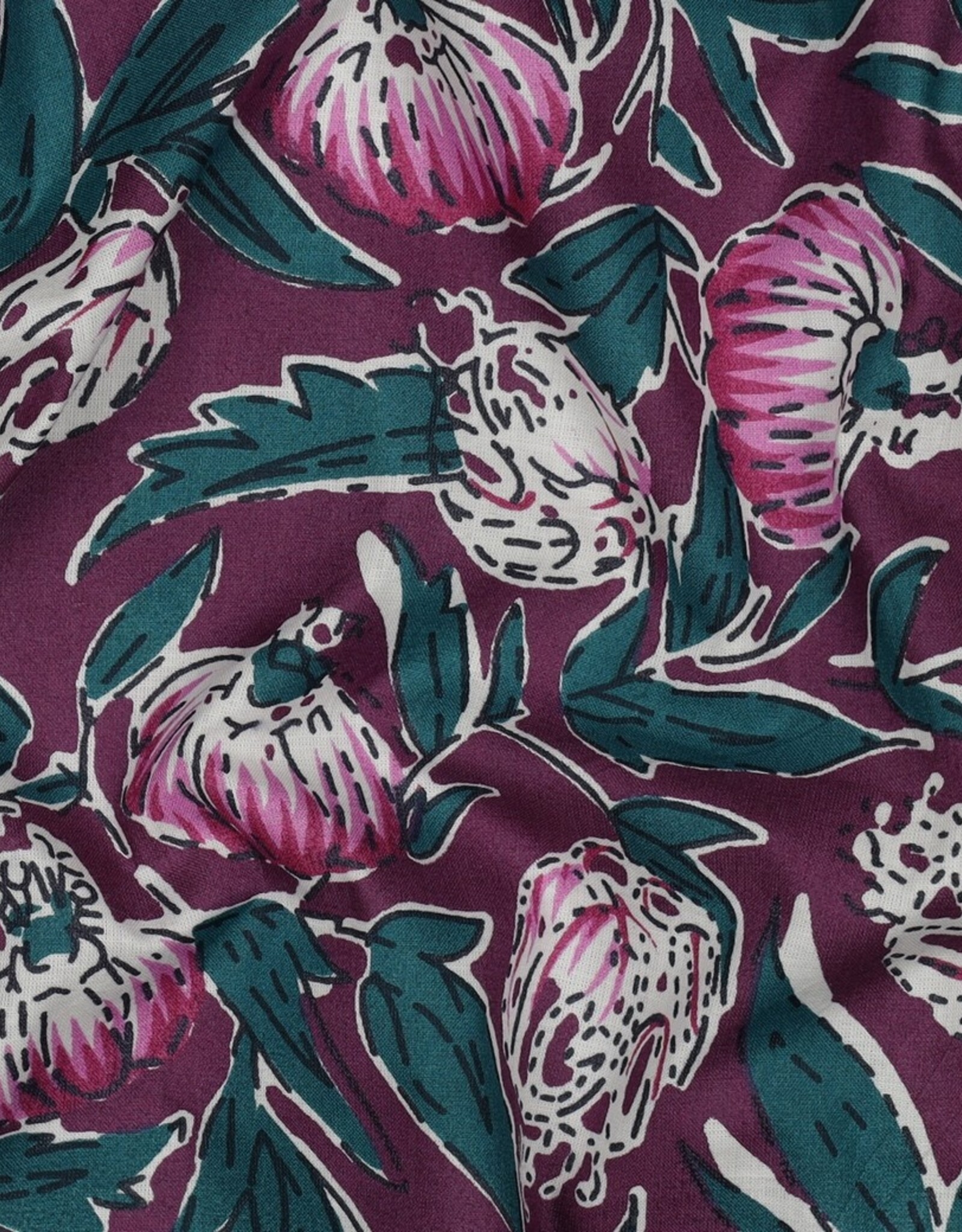 Katoen - Blockprint - Aubergine