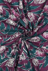 Katoen - Blockprint - Aubergine
