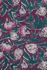 Katoen - Blockprint - Aubergine