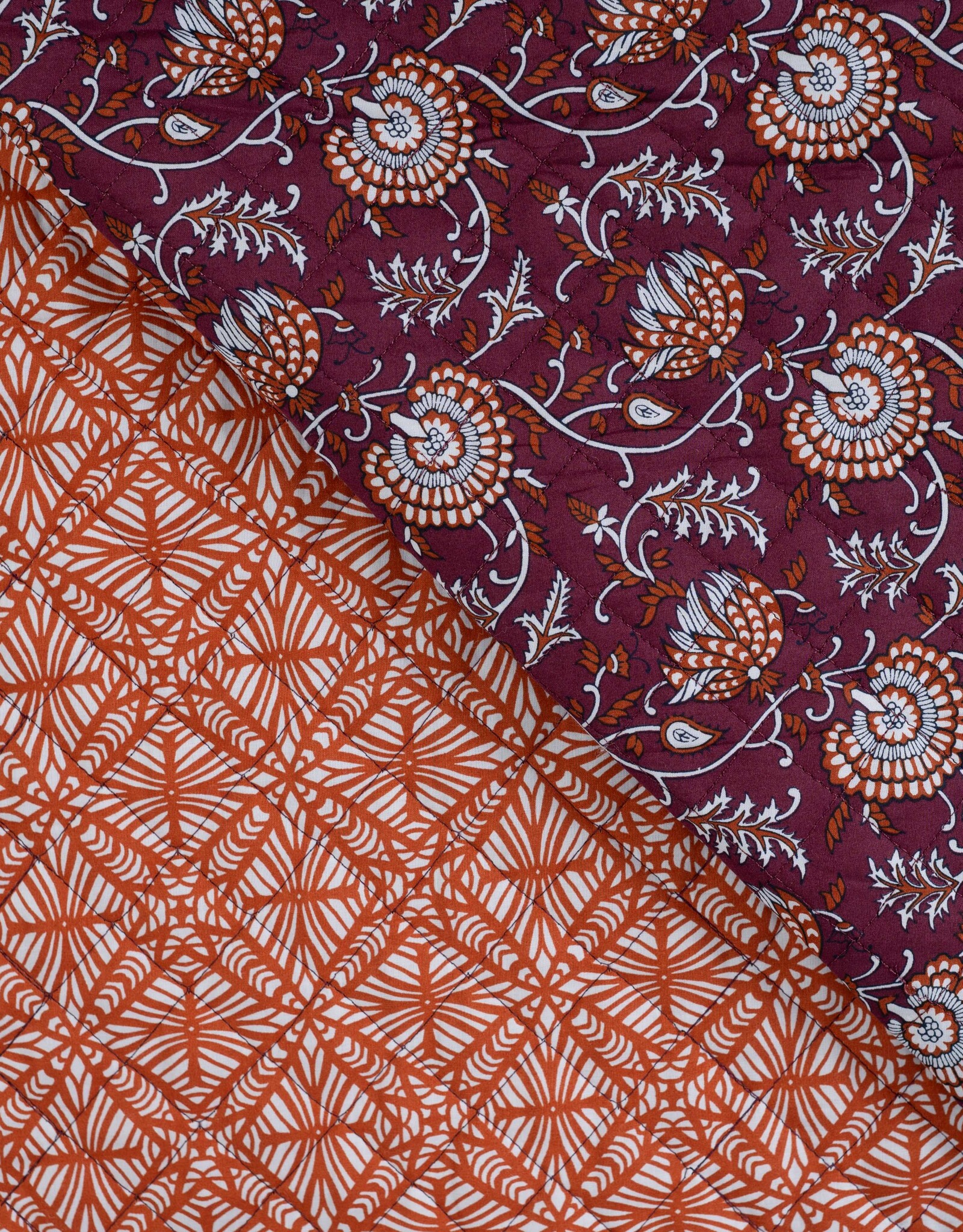 Stepper katoen - Bordeaux & Rust