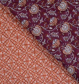 Stepper katoen - Bordeaux & Rust