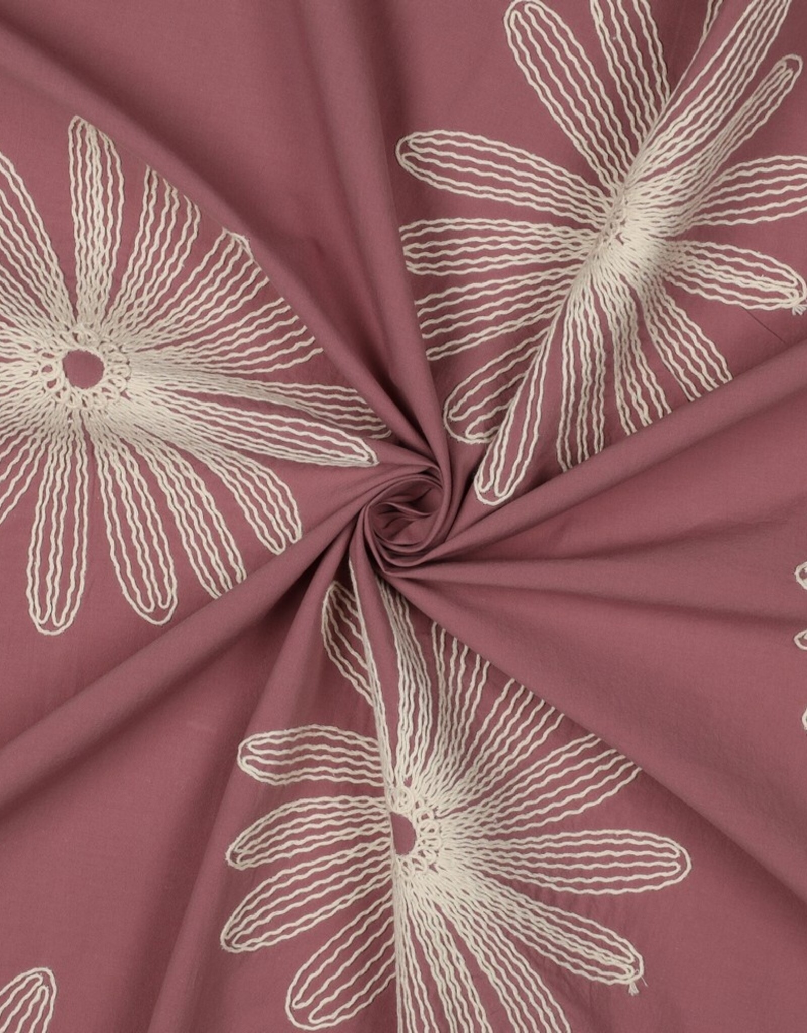 Katoen - Daisy Broderie - Mauve