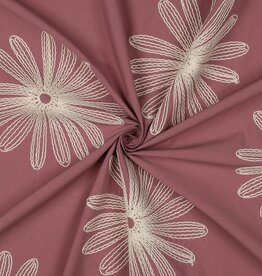 Katoen - Daisy Broderie - Mauve
