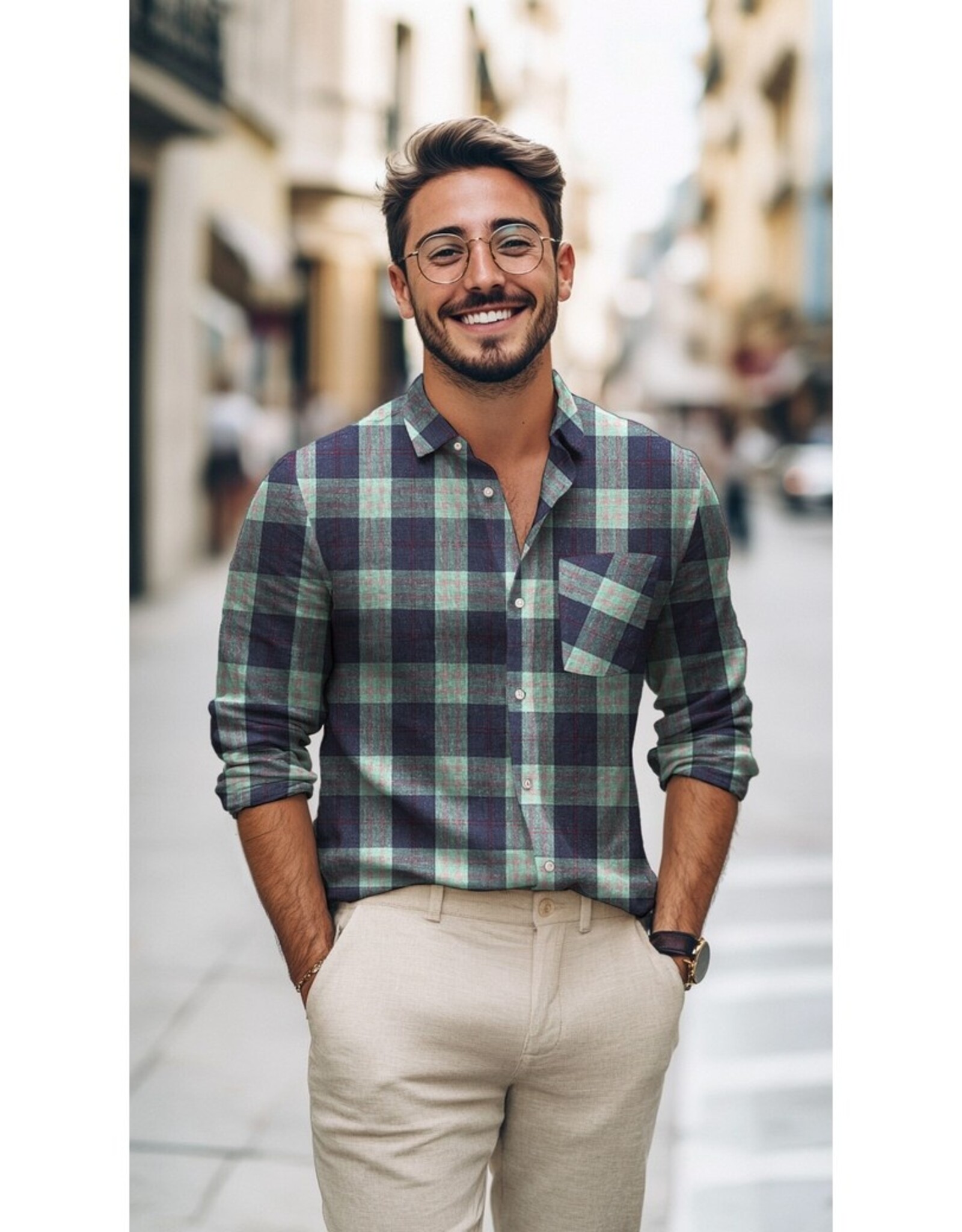 Linnen Viscose - Camisa a Cuadro