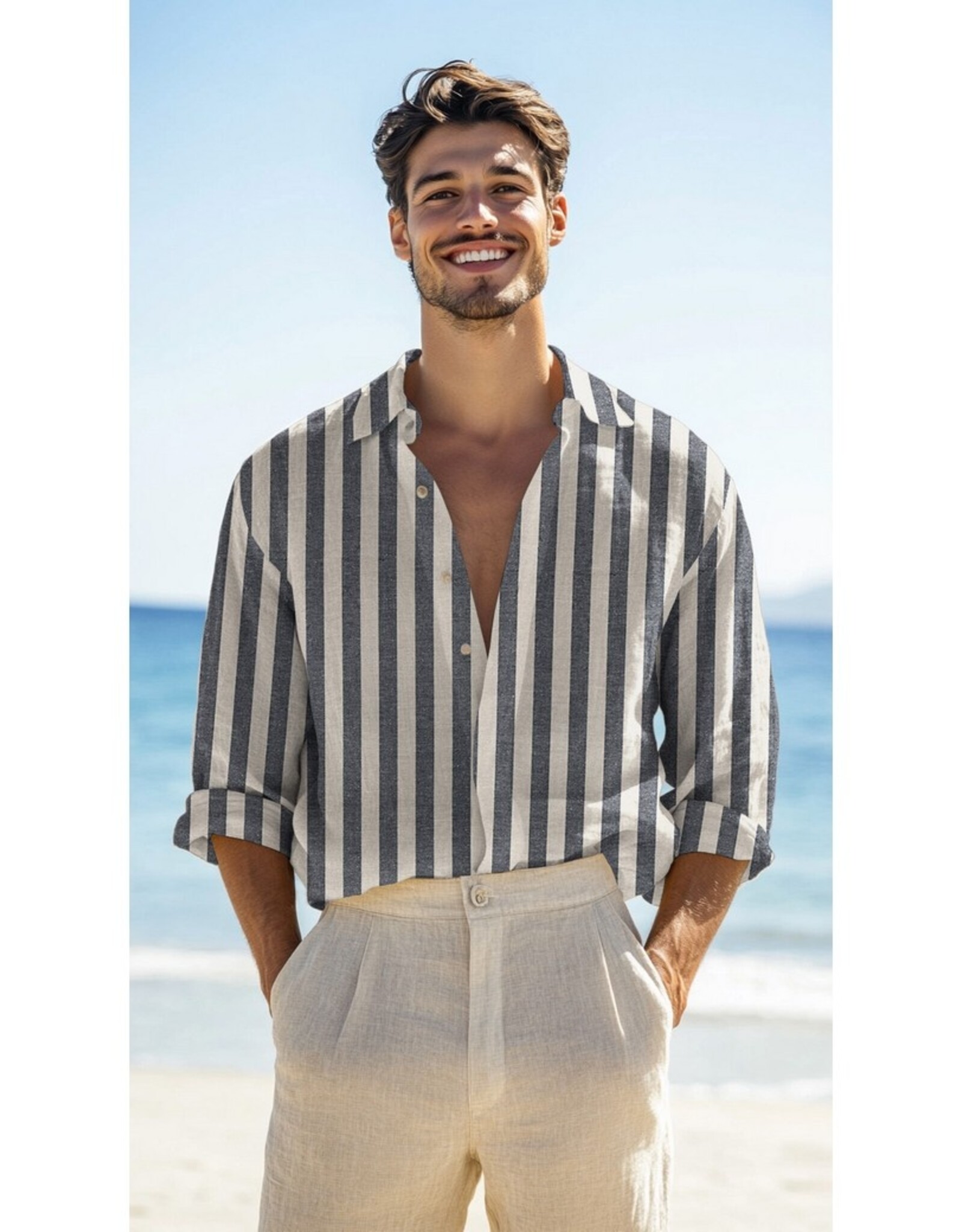 Linnen Viscose - Camisa a Rayas