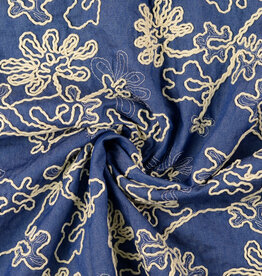 Katoen Broderie - Mimosa - Blue