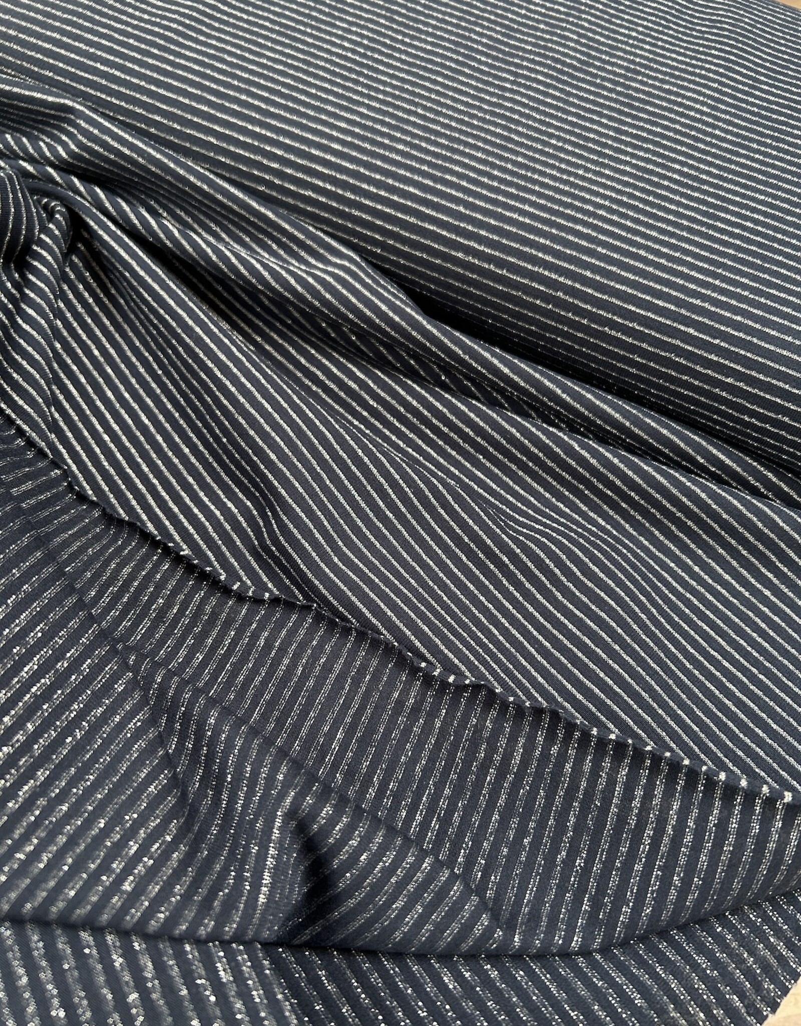 Glitter streepjes tricot - marine