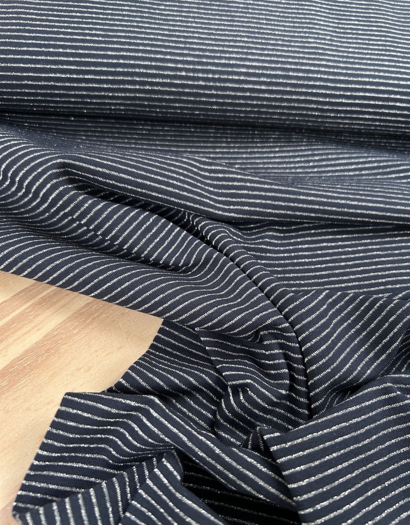 Glitter streepjes tricot - marine