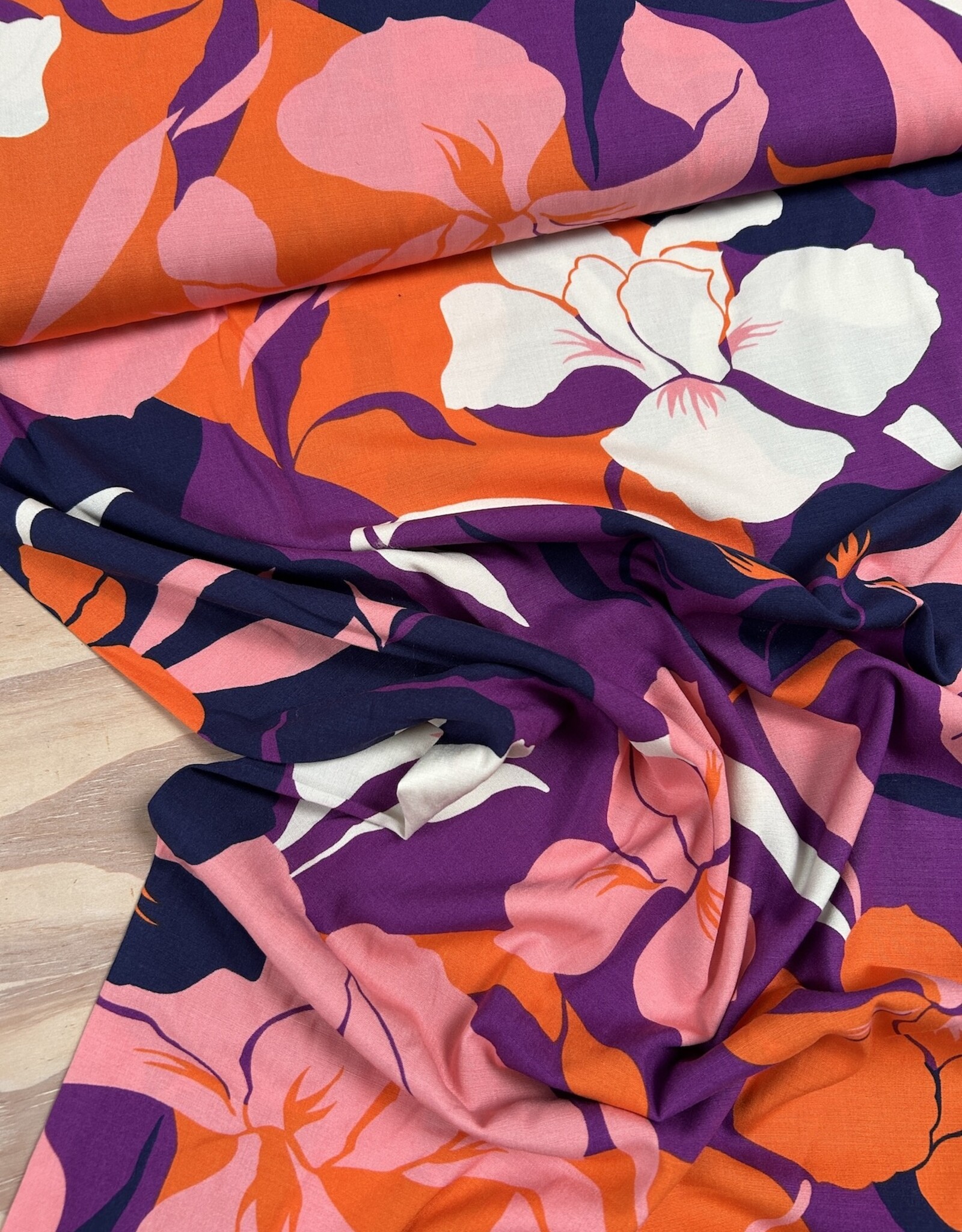 Viscose Poplin - Hibiscus - Orange