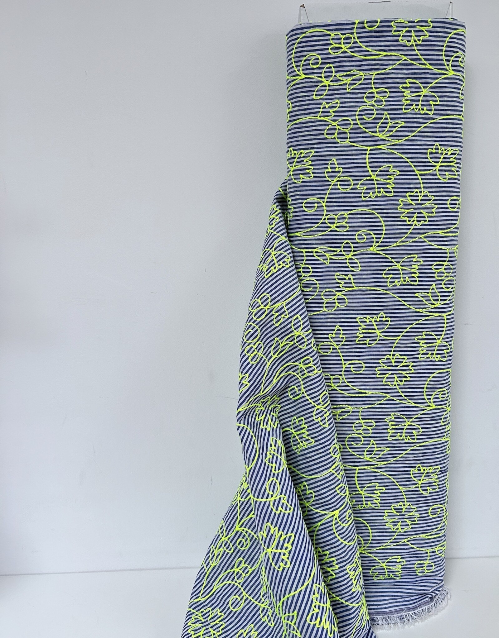 Katoen - Striped - Neon Broderie