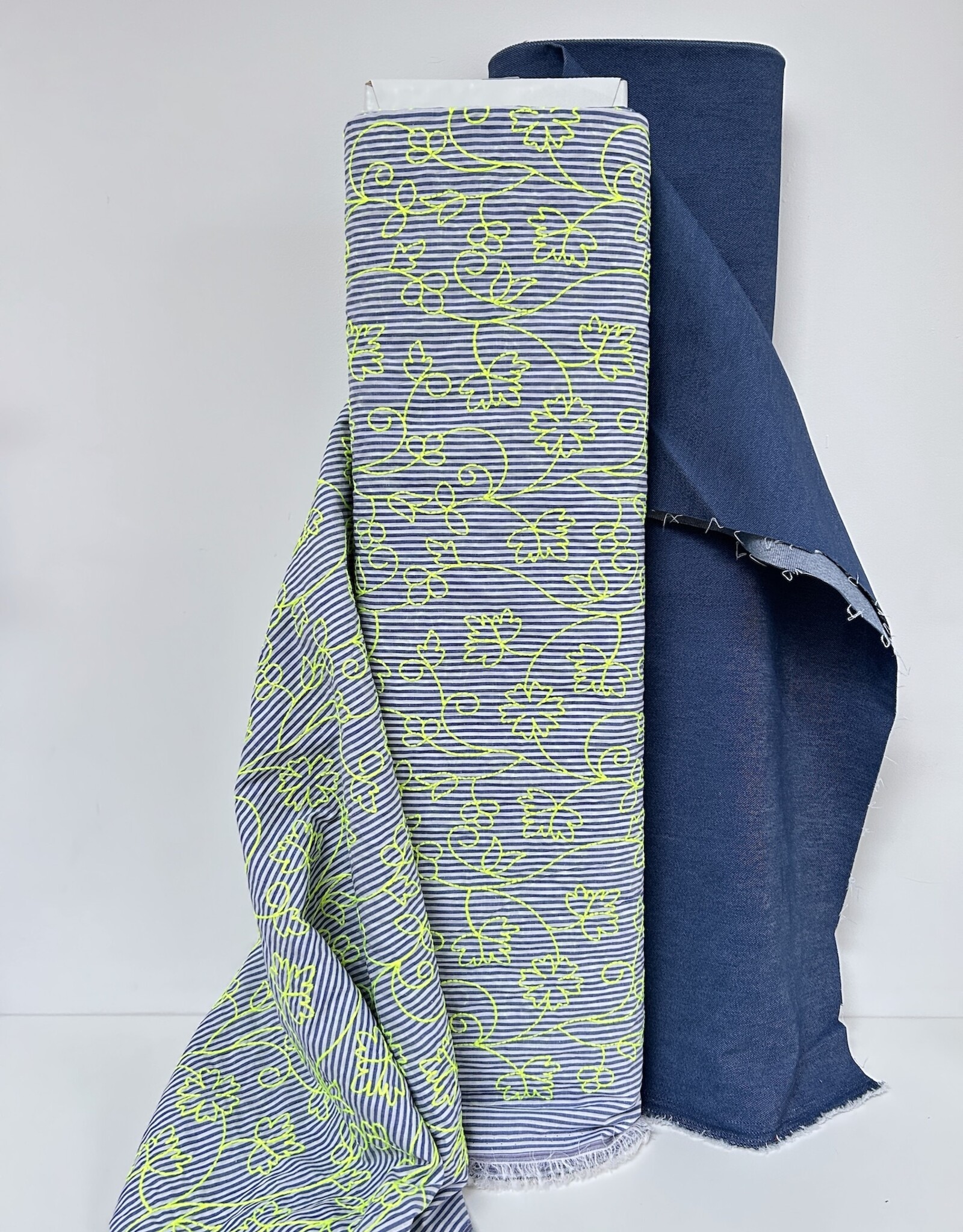 Katoen - Striped - Neon Broderie