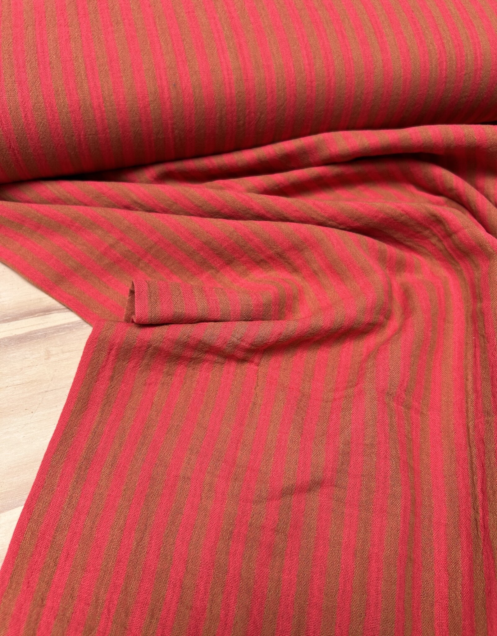 Double Gauze - Stripes 2-sided - Tangerin