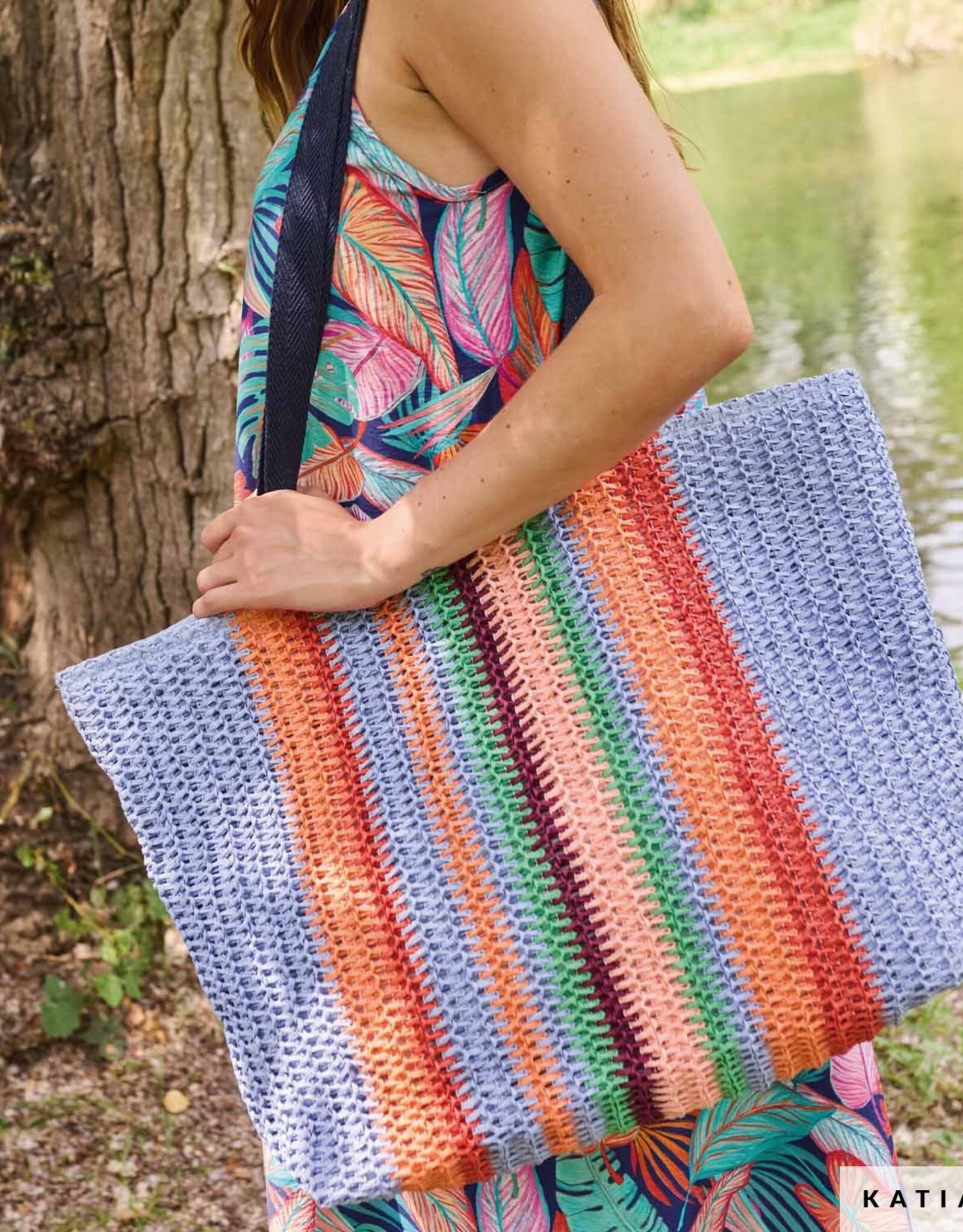 Katia Fabrics Paper Knit Raffia - Pastel stripes