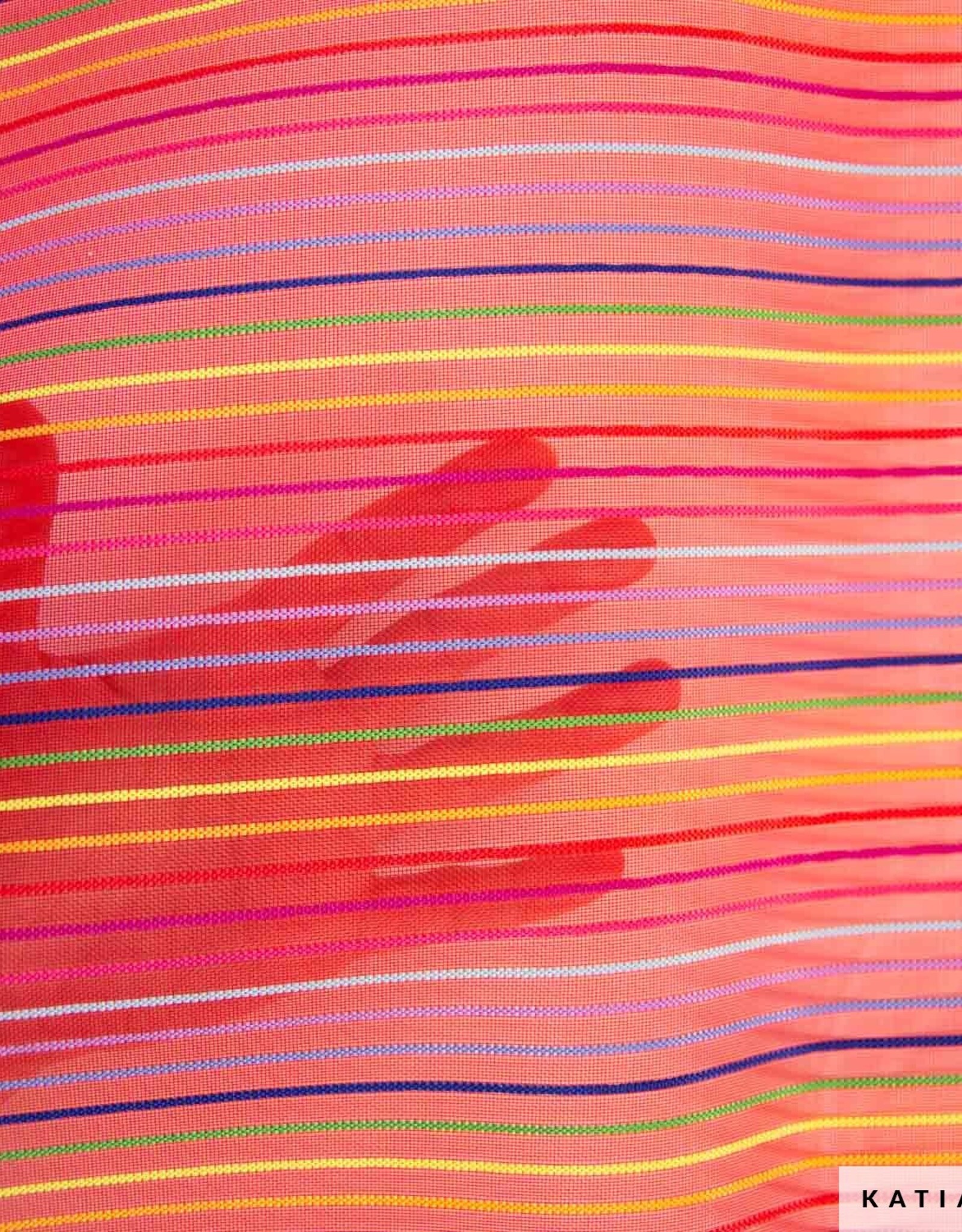 Katia Fabrics Transparante Mesh - Multi Red