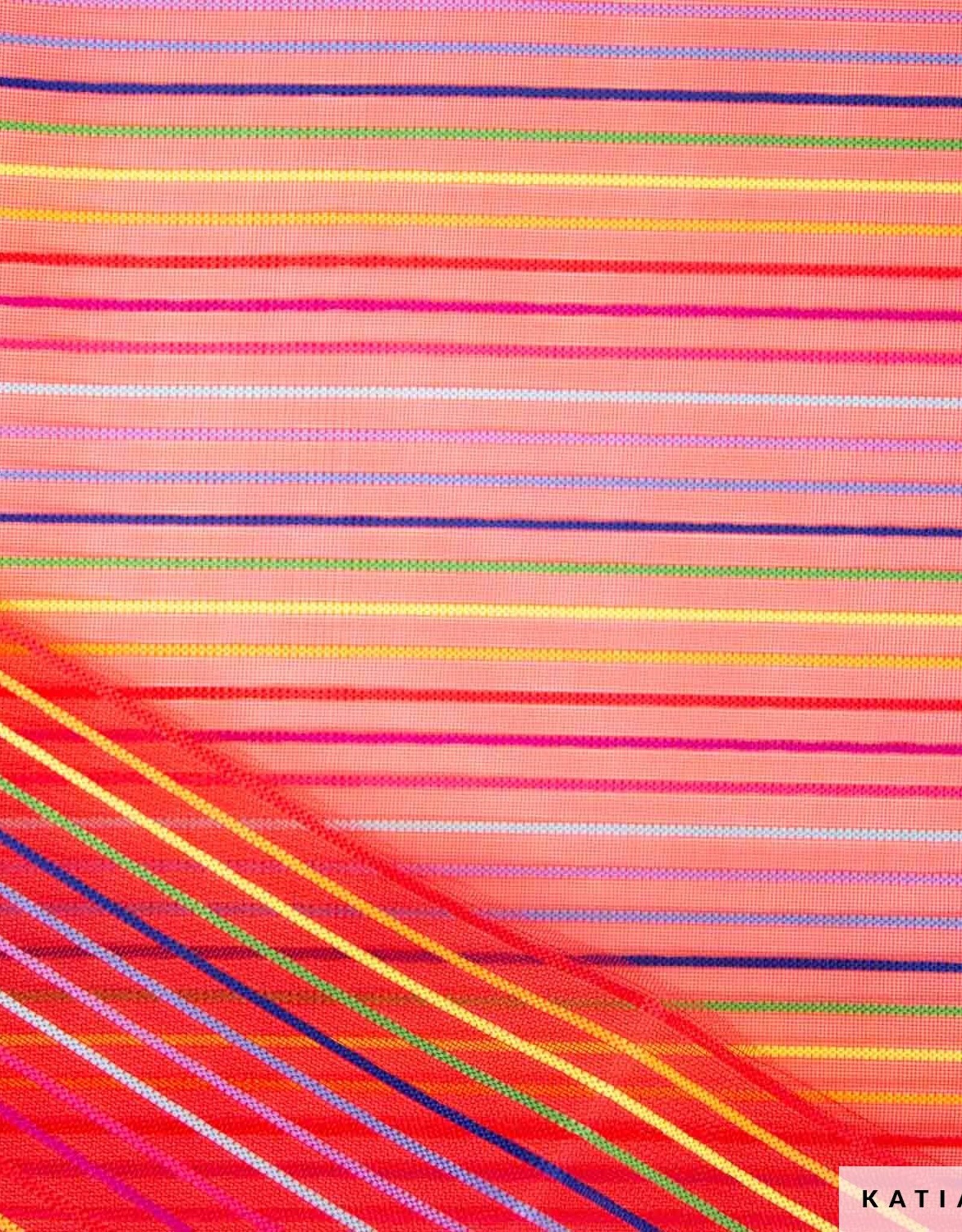 Katia Fabrics Transparante Mesh - Multi Red