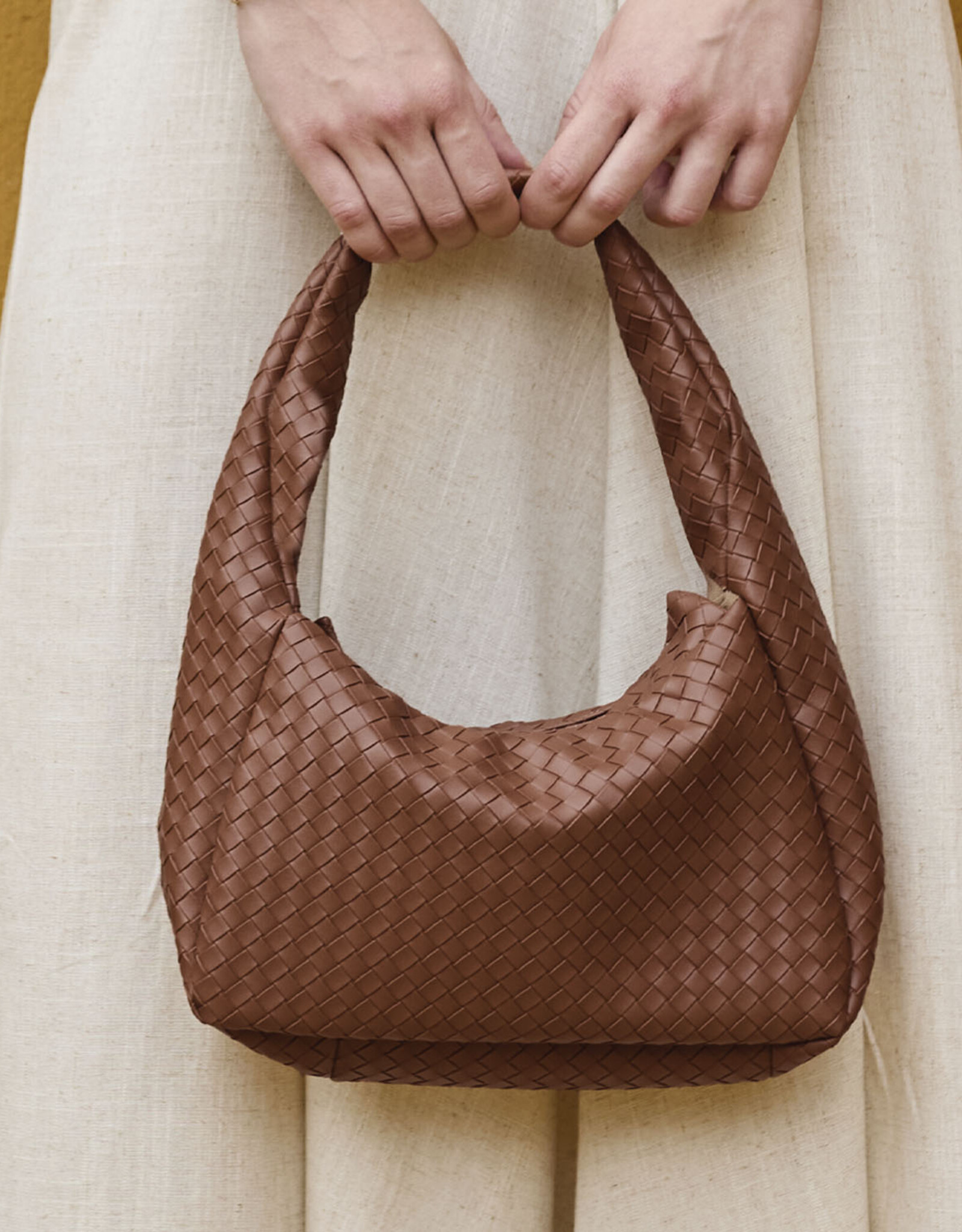 Gevlochten kunstleer - Coffee