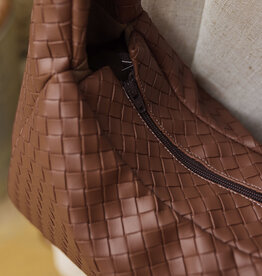 Kunstleer met vilt backing - Coffee