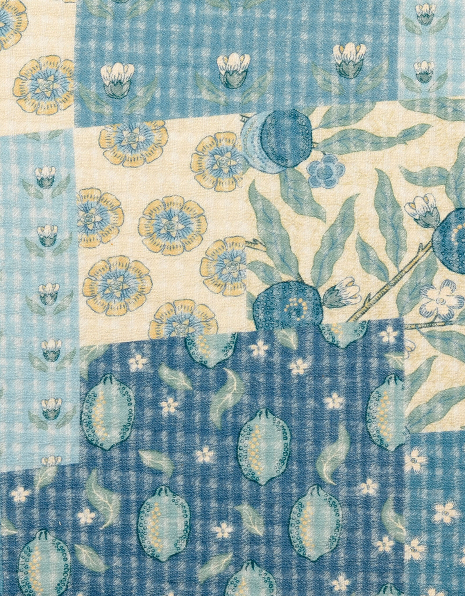 Structure katoen  - Patchwork - Blue