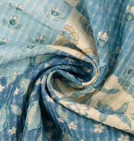 Structure katoen  - Patchwork - Blue