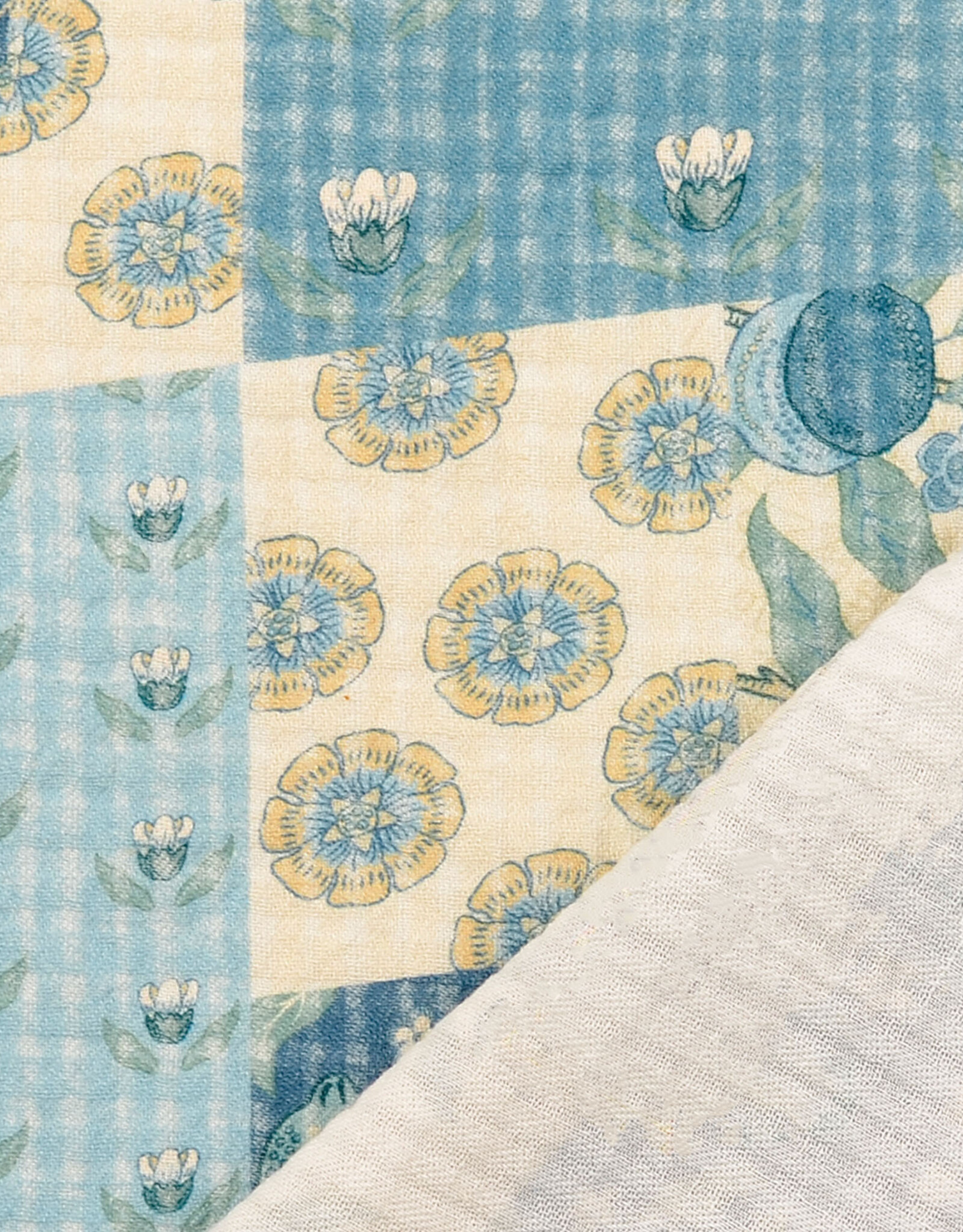 Structure katoen  - Patchwork - Blue