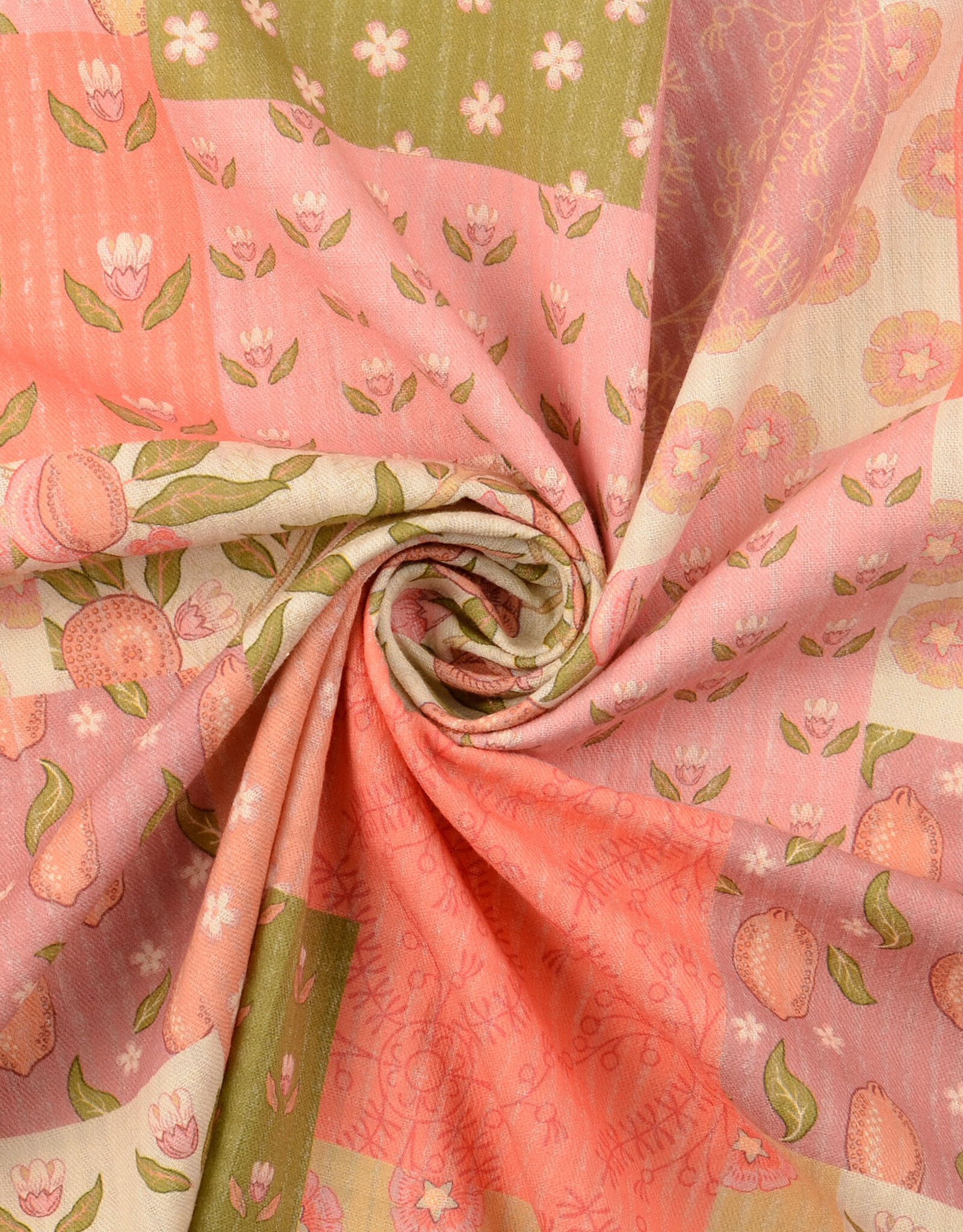 Structure katoen  - Patchwork - Peach