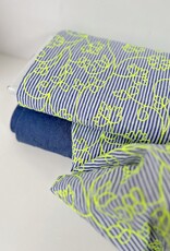 Katoen - Streepje - Neon broderie