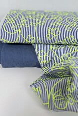 Katoen - Streepje - Neon broderie