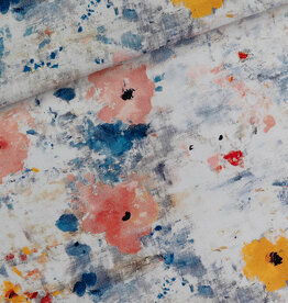 See You at Six Linen Viscose Blend - Roses on Canvas