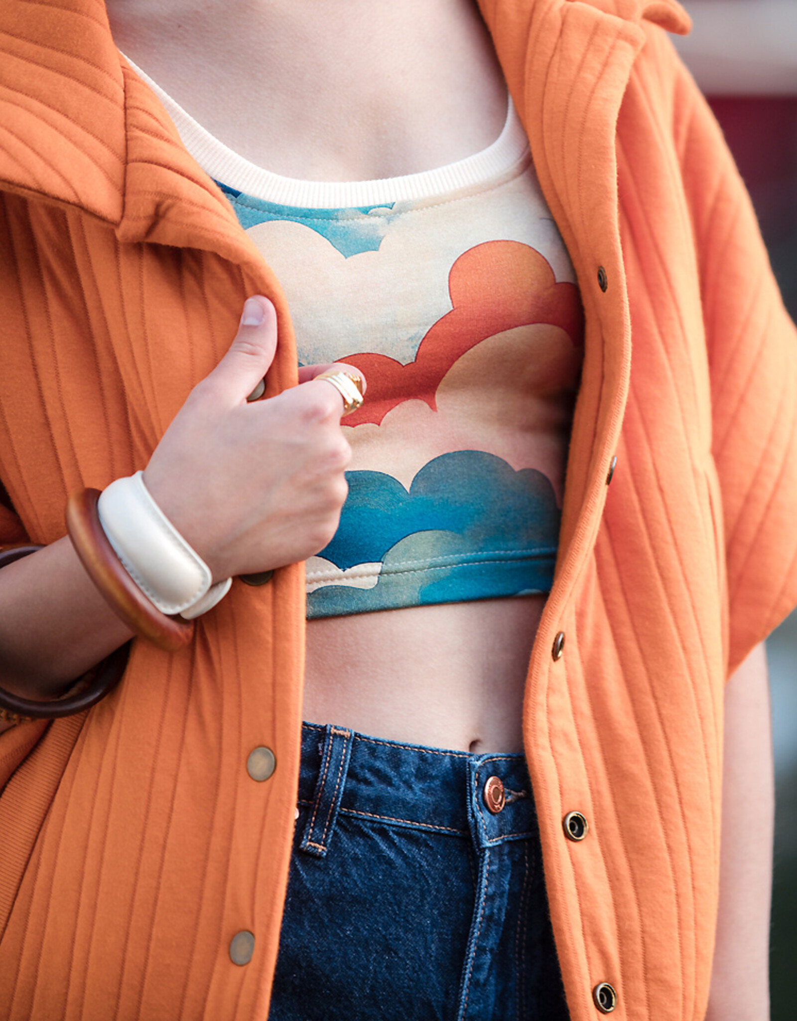 See You at Six French Terry - Cool Clouds