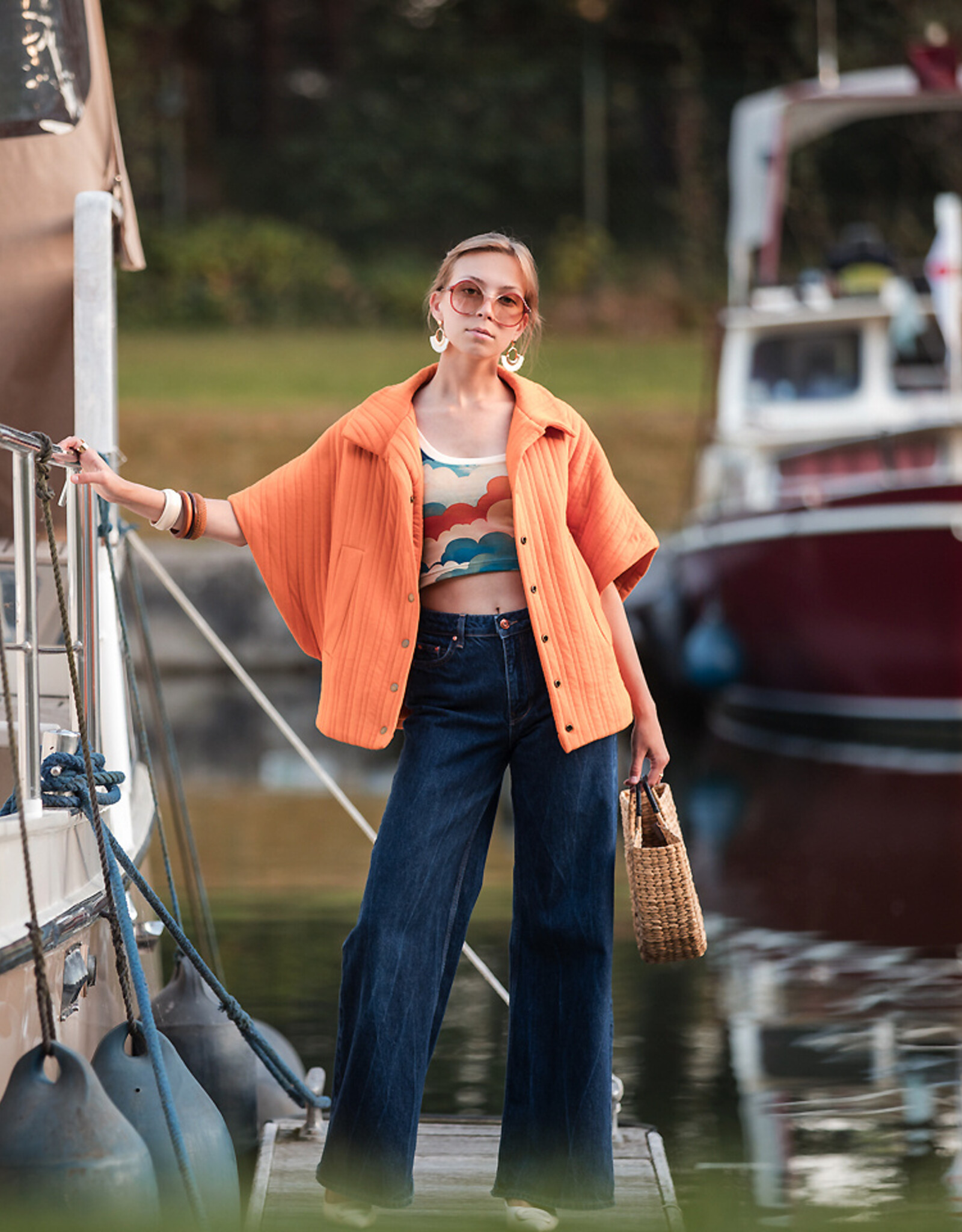 See You at Six French Terry - Cool Clouds