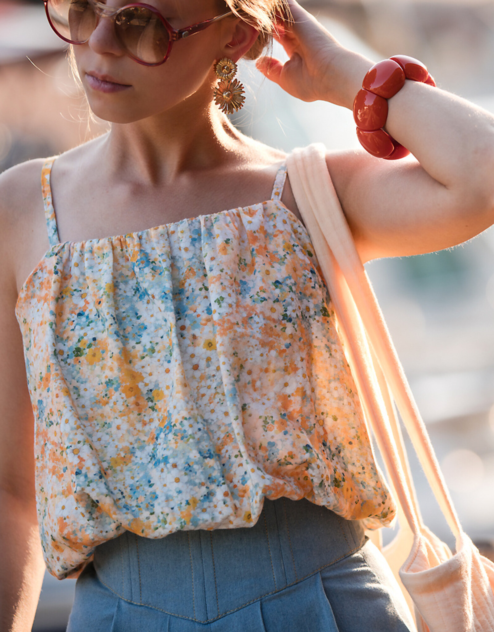 See You at Six Double Gauze - Lots of Flowers