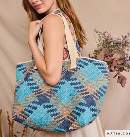 Gevlochten kunstleer - Mix Blauw