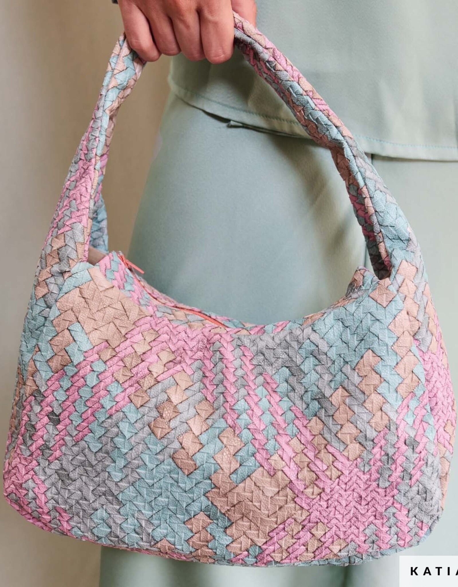 Gevlochten kunstleer - Mix Rose