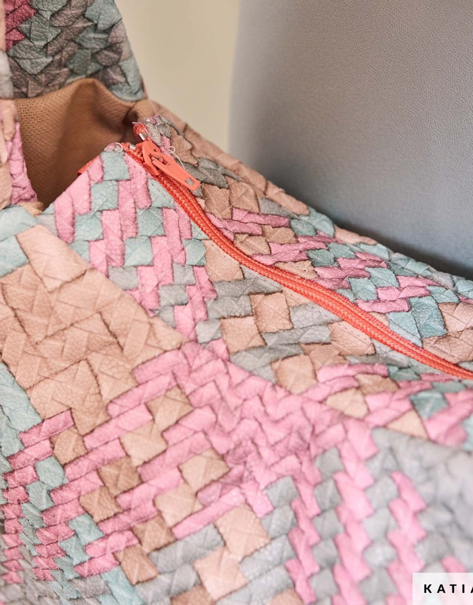 Gevlochten kunstleer - Mix Rose