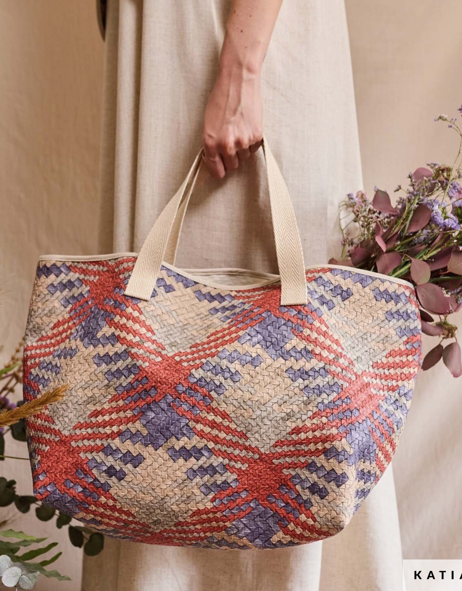 Gevlochten kunstleer - Mix Paars