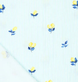 Double Gauze - Lemons & Stripes Blue