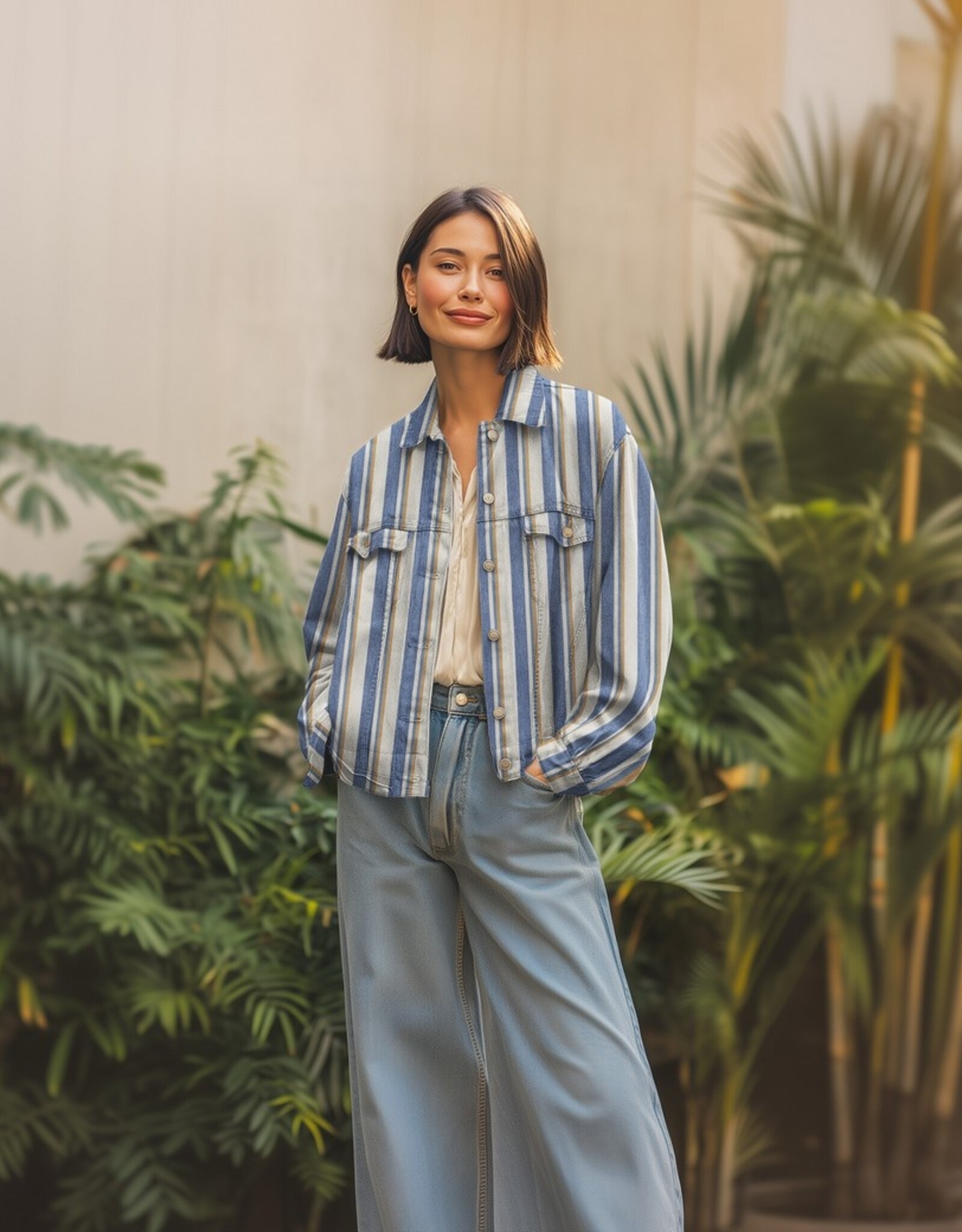 Strepen Jeans - Blauw & Camel