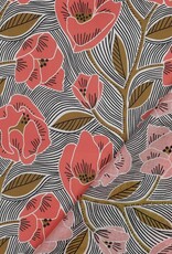 Voile Katoen - Red flowers