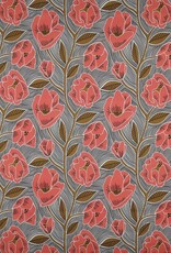 Voile Katoen - Red flowers