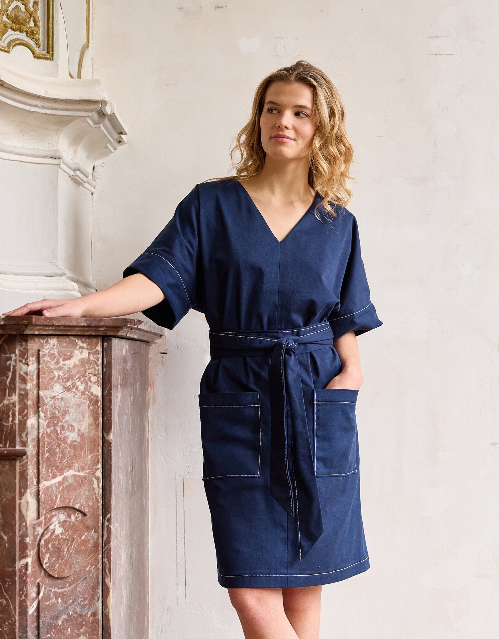 Atelier Jupe Denim-blauwe bio twill katoen